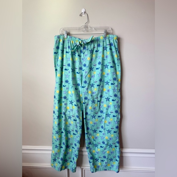 Vineyard Vines Women's Pajama Pants in Light Blue with Starfish and Shells - Picture 1 of 4